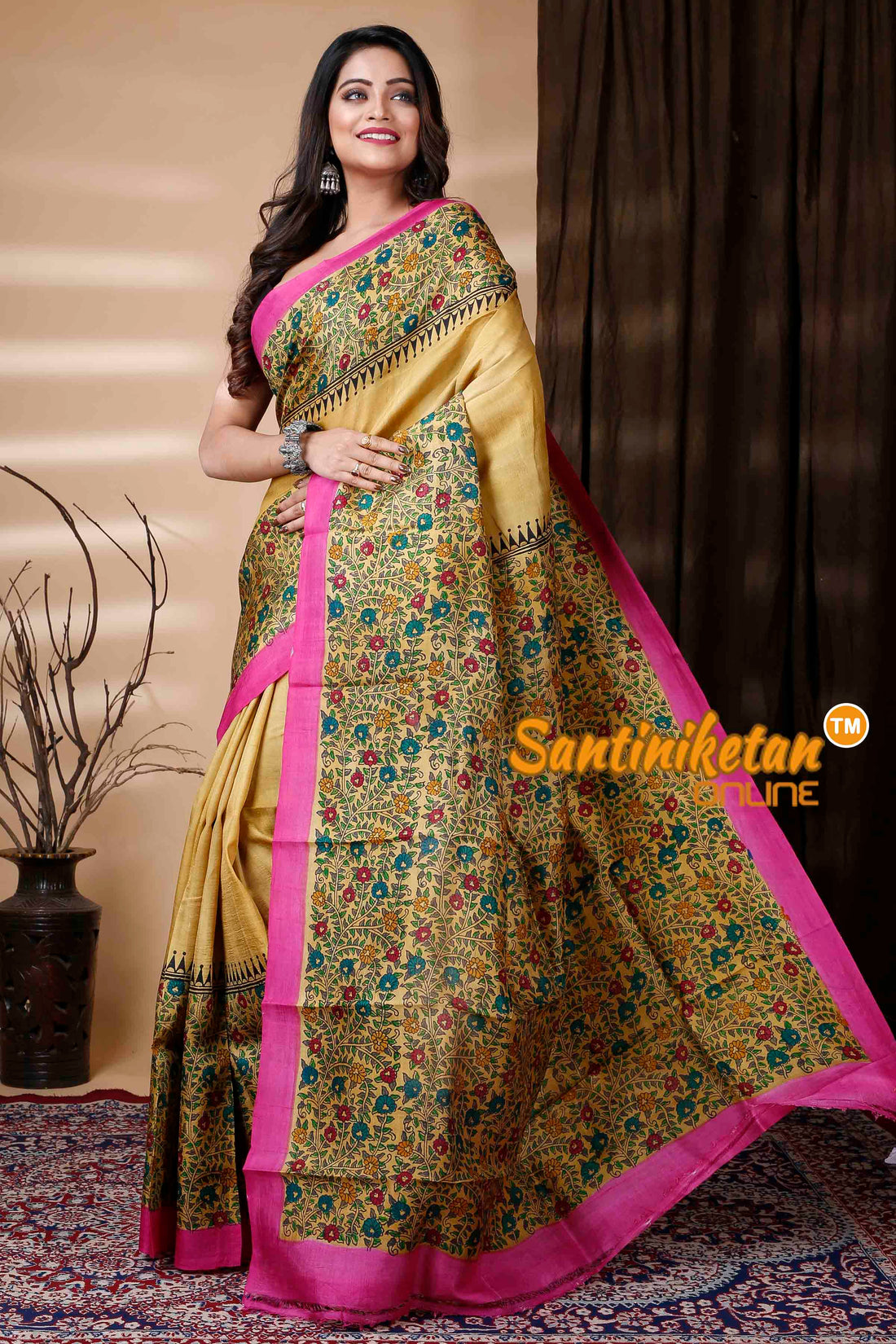 Hand Block On Murshidabad Silk SN202310831