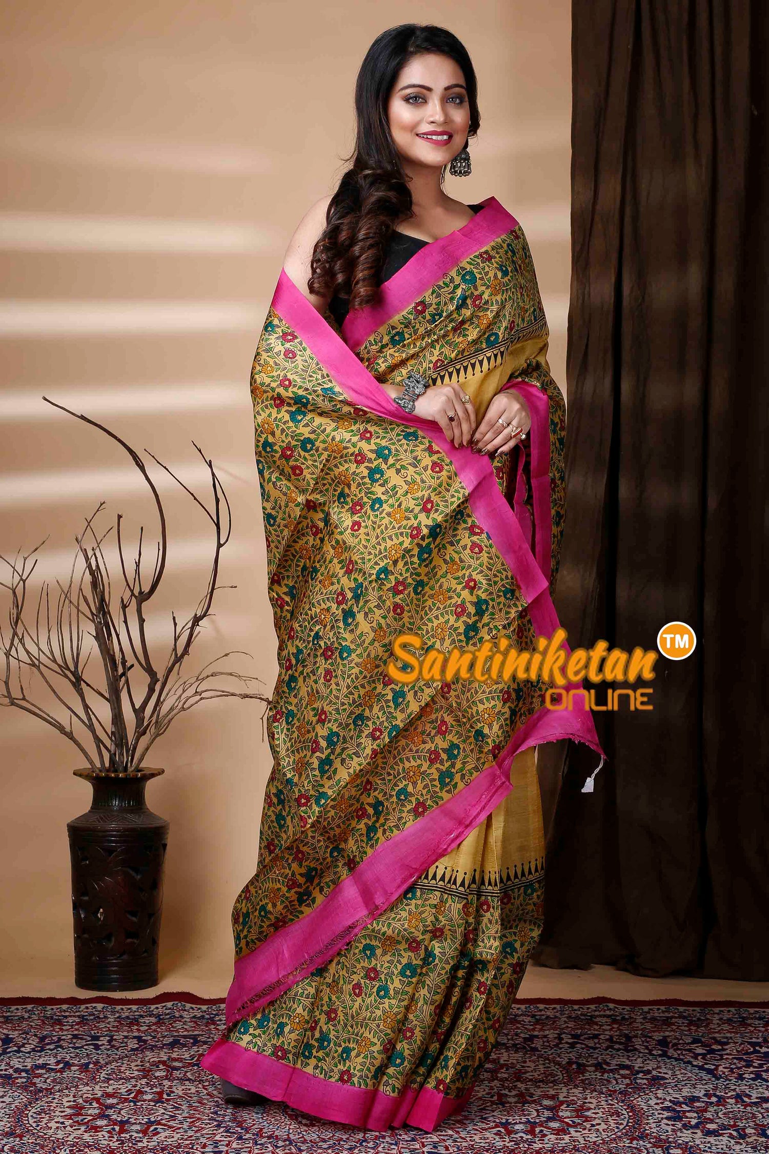 Hand Block On Murshidabad Silk SN202310831