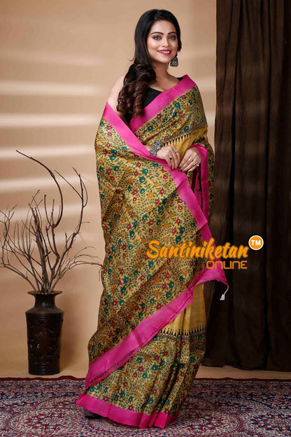 Hand Block On Murshidabad Silk SN202310831