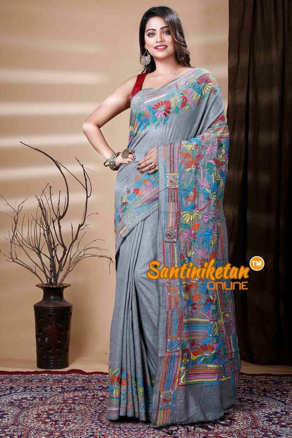 Pure Soft Cotton Kantha Stitch (Hand Embroidery) Saree SN202310971