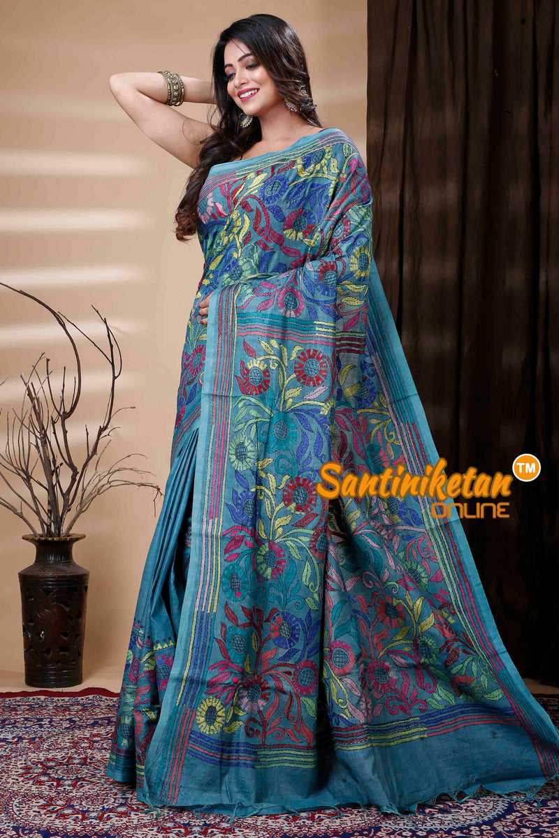 Slub Cotton Kantha Stitch (Hand Embroidery) Saree SN202310991