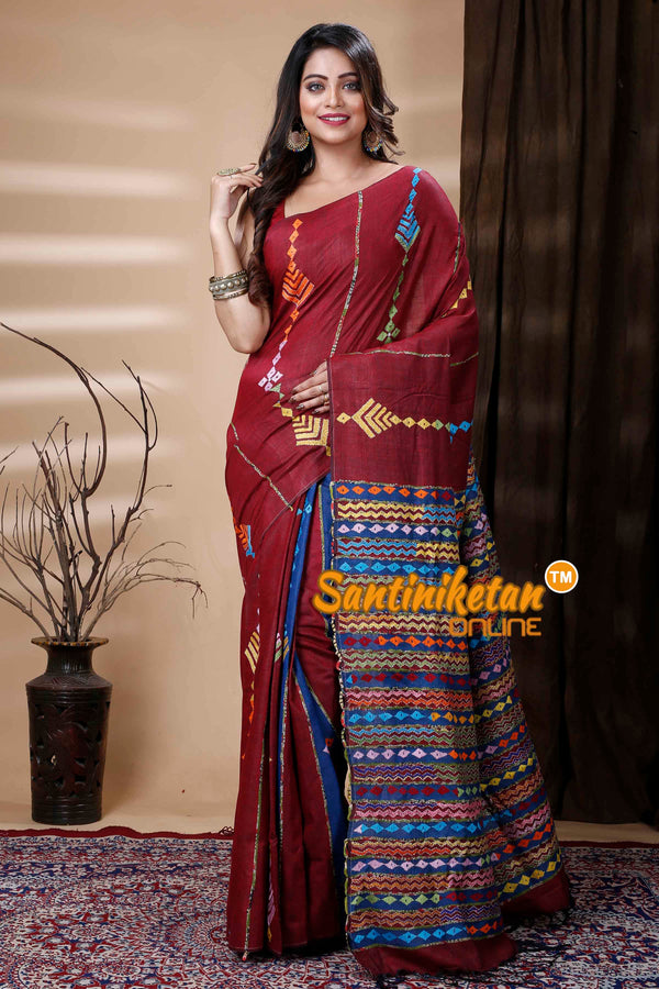Pure Soft Cotton Kantha Stitch (Hand Embroidery) Saree SN202311001