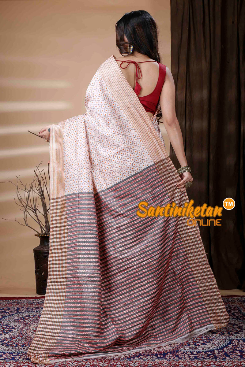 Bishnupuri (Katan) Silk Kantha Stitch Saree SN202311021