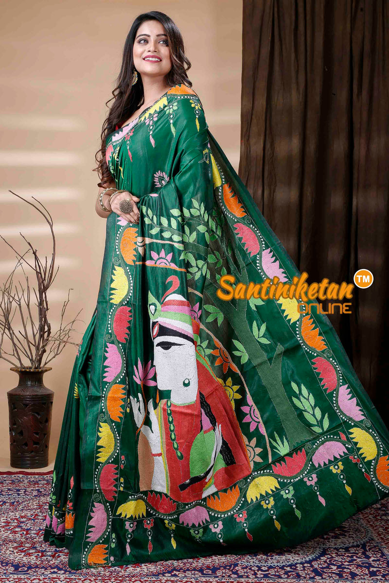 Pure Bangalore Silk Kantha Stitch Saree SN202311111