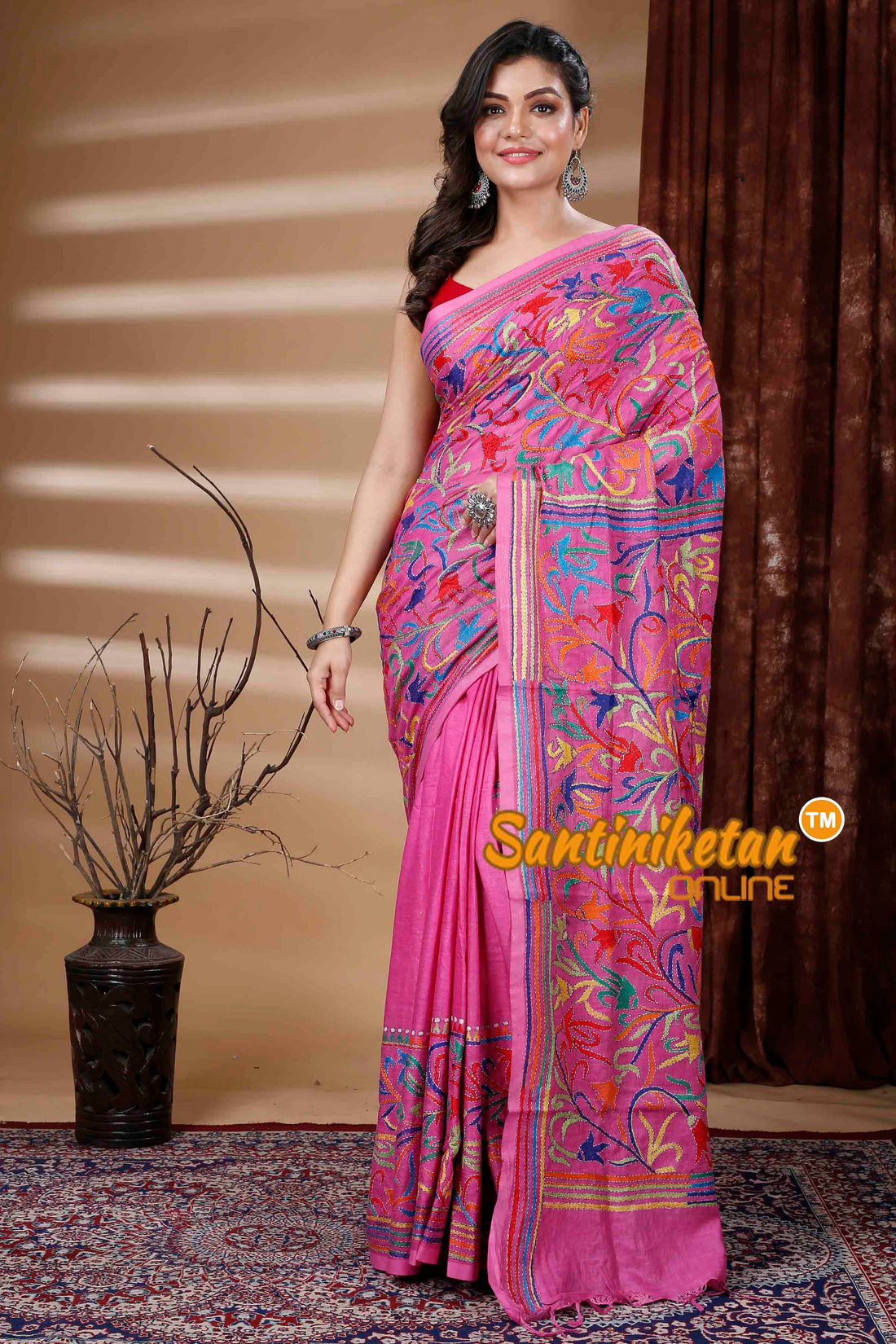Slub Cotton Kantha Stitch (Hand Embroidery) Saree SN202311299