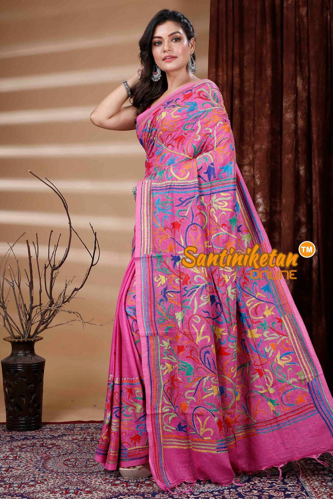 Slub Cotton Kantha Stitch (Hand Embroidery) Saree SN202311299