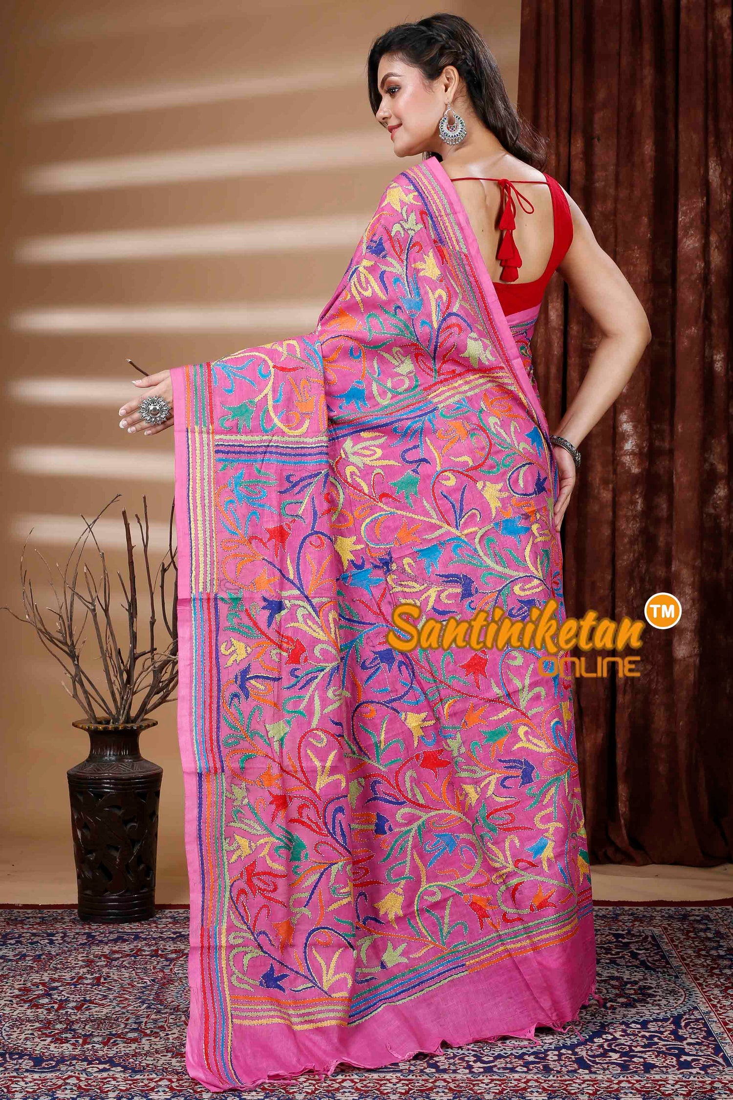 Slub Cotton Kantha Stitch (Hand Embroidery) Saree SN202311299