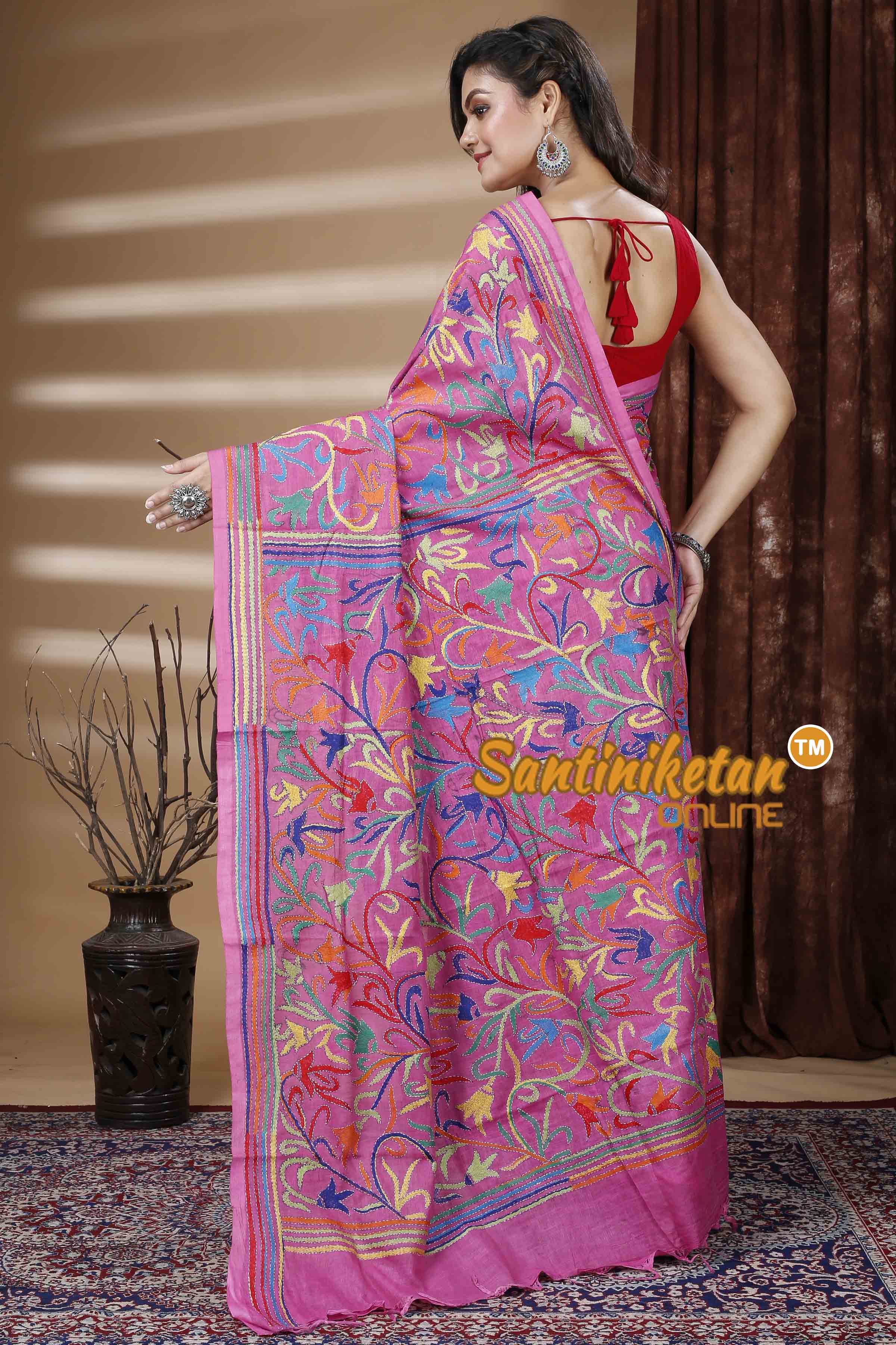 Slub Cotton Kantha Stitch (Hand Embroidery) Saree SN202311299