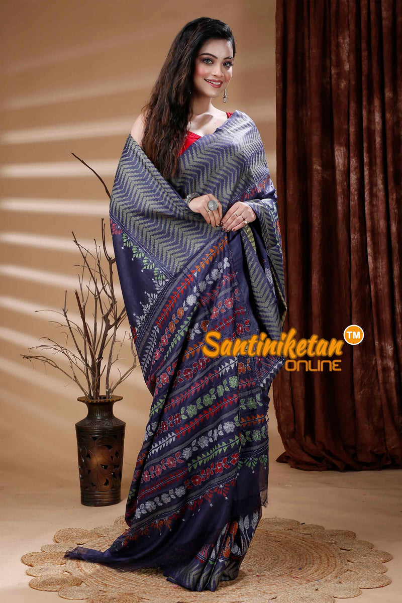 Bhagalpur Silk Kantha Stitch Saree SN202311314