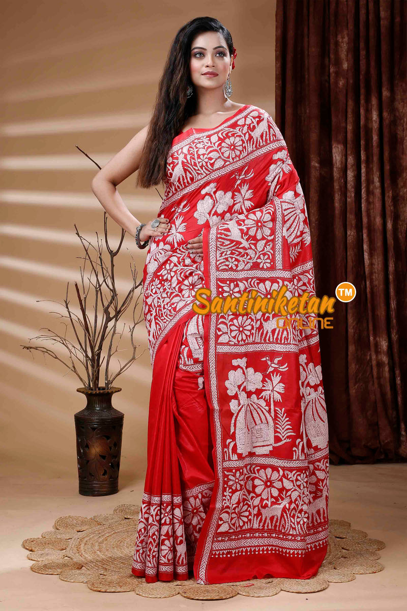 Pure Bangalore Silk Kantha Stitch Saree SN202311339