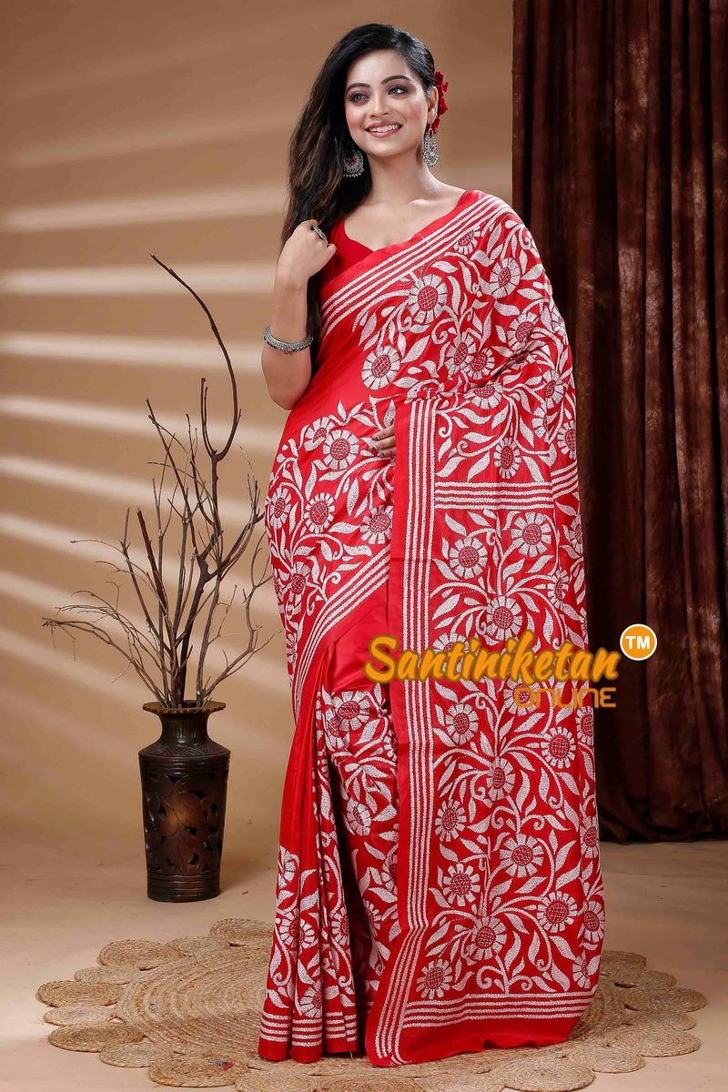 Pure Bangalore Silk Kantha Stitch Saree SN202311417