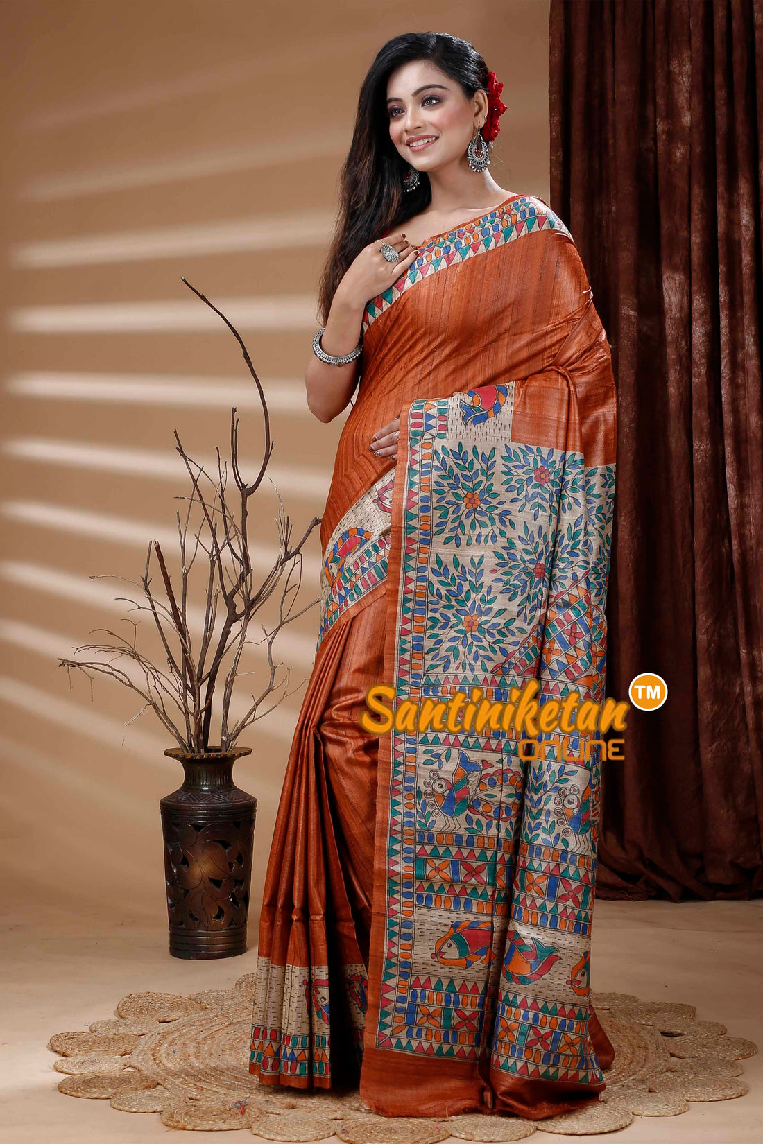 Pure Ghicha-Tussar Hand Painting Madhubani Saree SN202311469