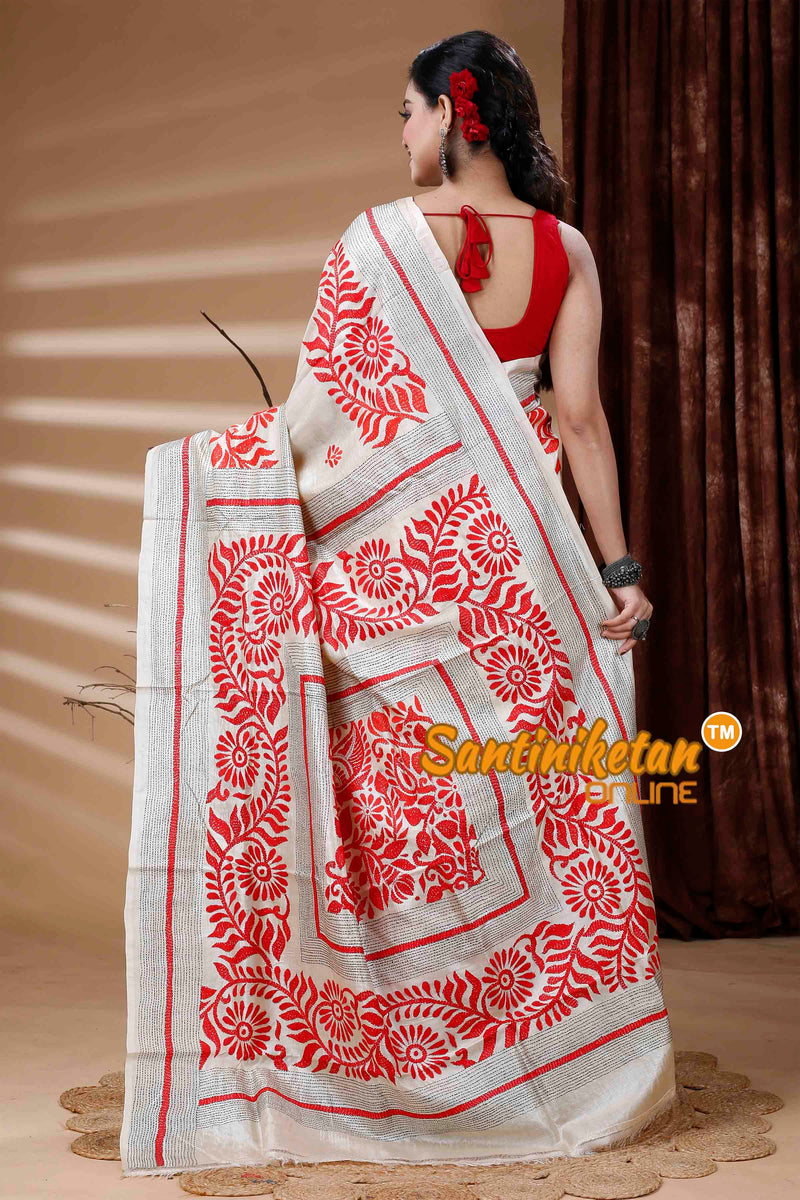 Pure Tussar Silk Kantha Stitch Saree SN202311484