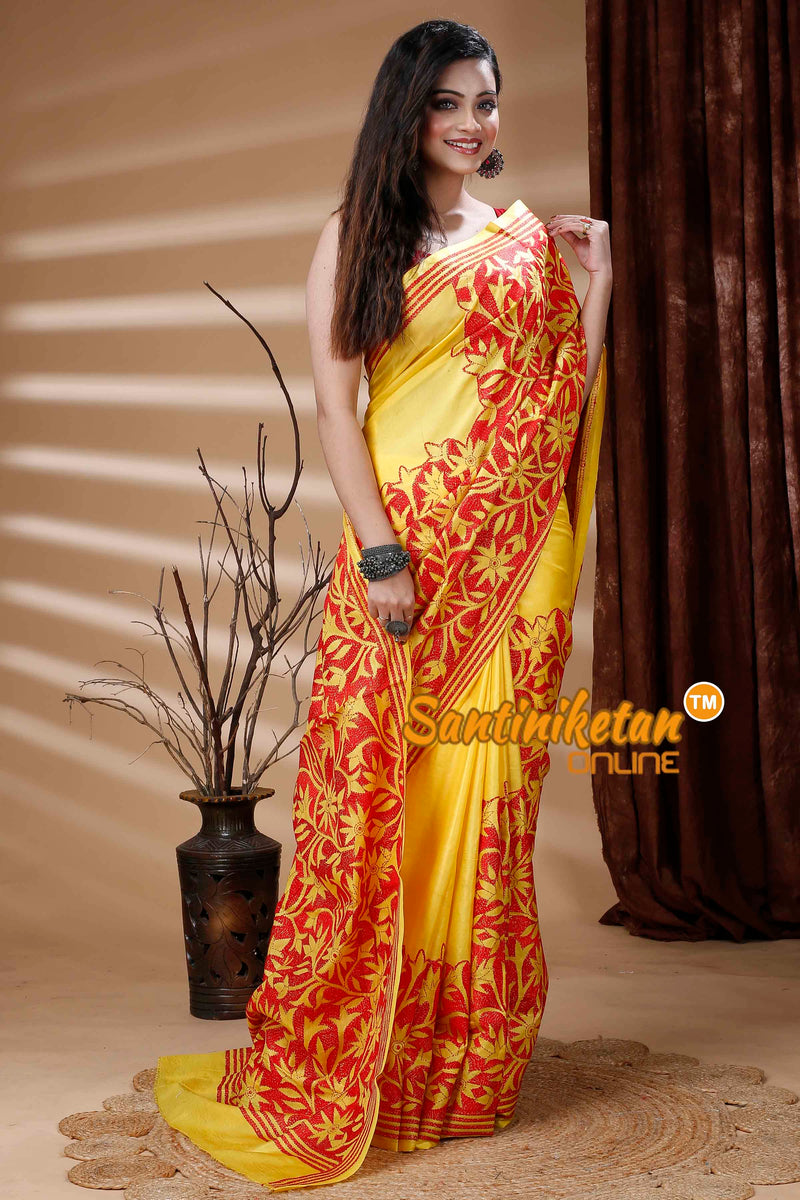 Pure Bangalore Silk Kantha Stitch Saree SN202311504