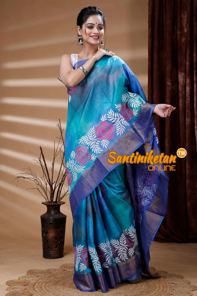 Zari Tussar Silk Kantha Stitch Saree SN202311747