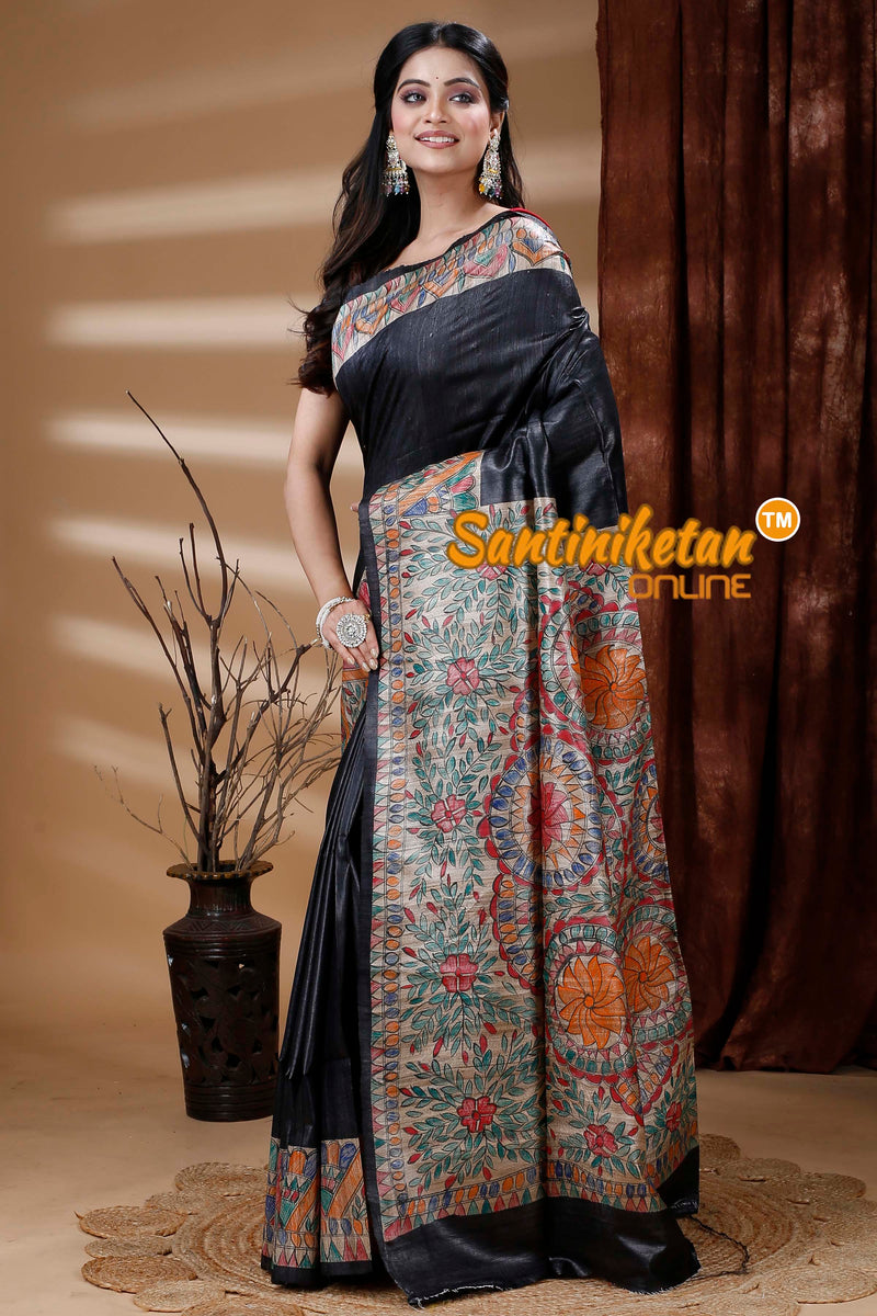 Pure Ghicha Silk Handcrafted Madhubani Saree SN202312292