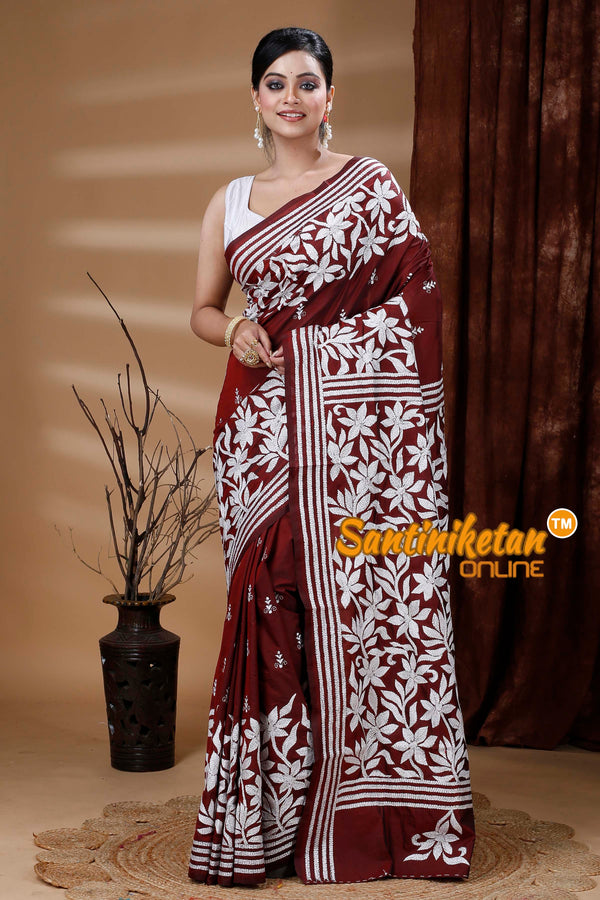 Butter Silk Kantha Stitch Saree SN202312511