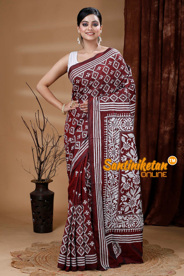 Butter Silk Kantha Stitch Saree SN202312571