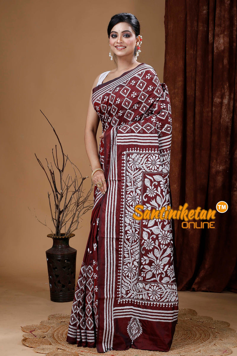 Butter Silk Kantha Stitch Saree SN202312571