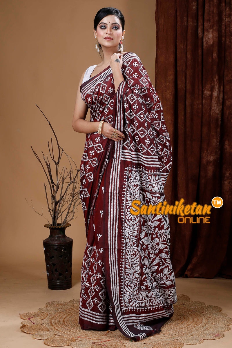 Butter Silk Kantha Stitch Saree SN202312571