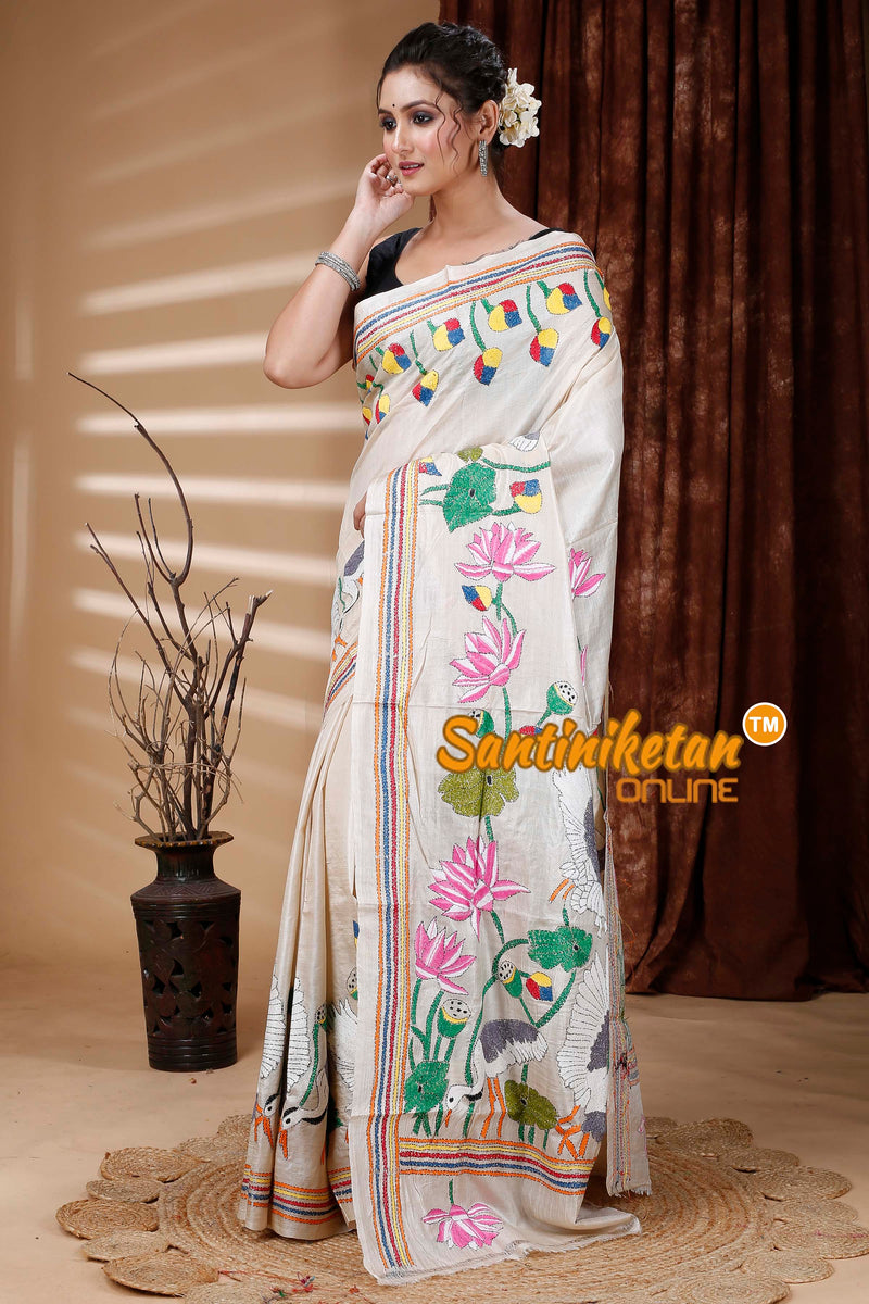 Tussar Silk Kantha Stitch Saree SN202312753