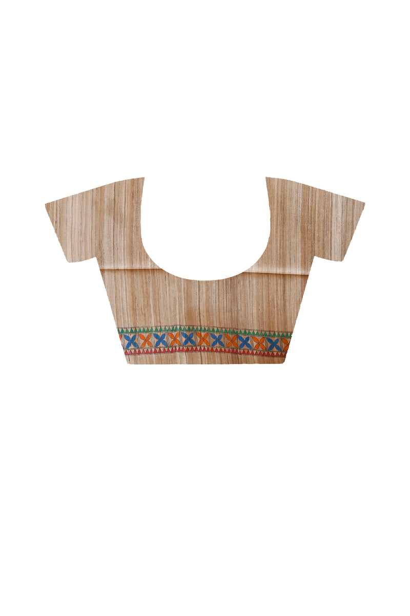 Pure Ghicha Tussar Silk Handcrafted Madhubani Saree SN202312854
