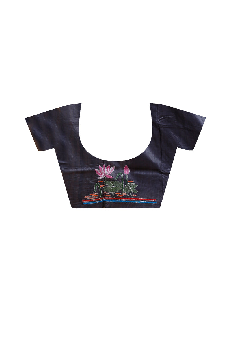 Dye Pure Tussar Silk Kantha Stitch Saree SN202313006