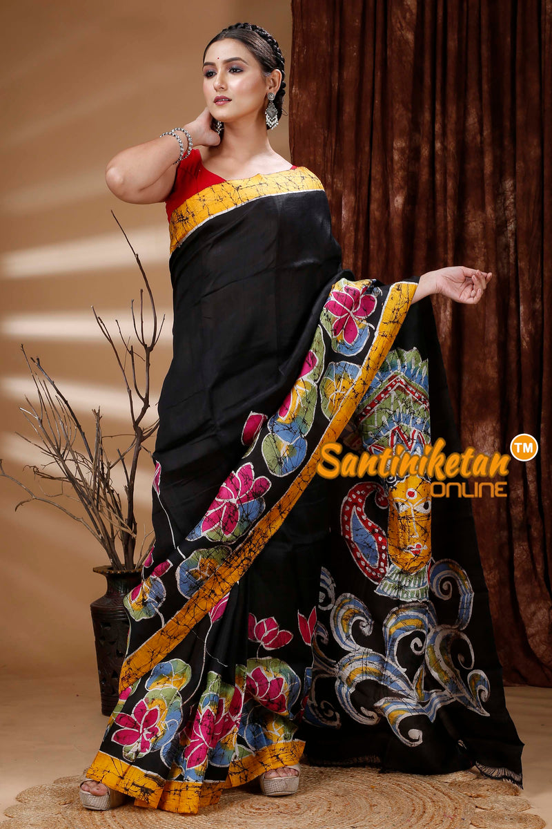 Hand Batik On Murshidabad Silk Saree SN202313245