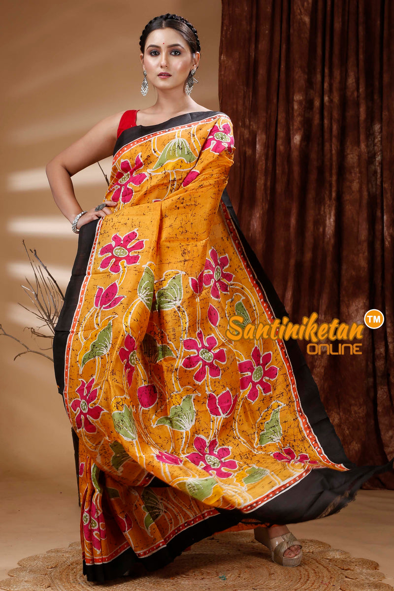 Hand Batik On Murshidabad Silk Saree SN202313280