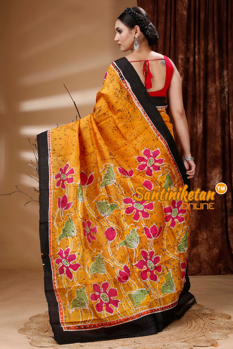 Hand Batik On Murshidabad Silk Saree SN202313280