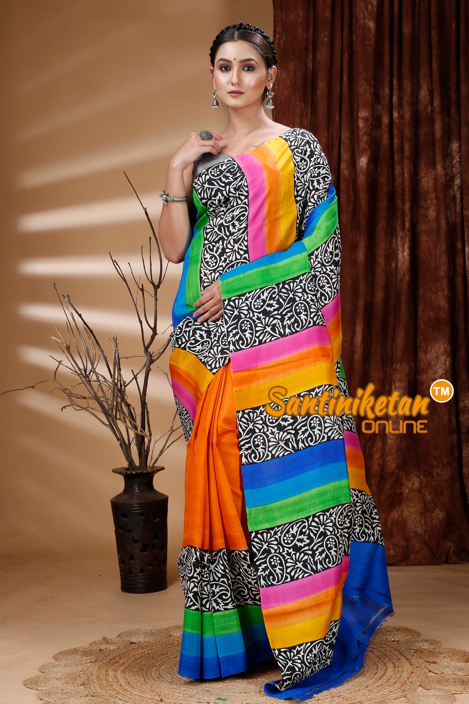 Hand Block On Murshidabad Silk SN202313365
