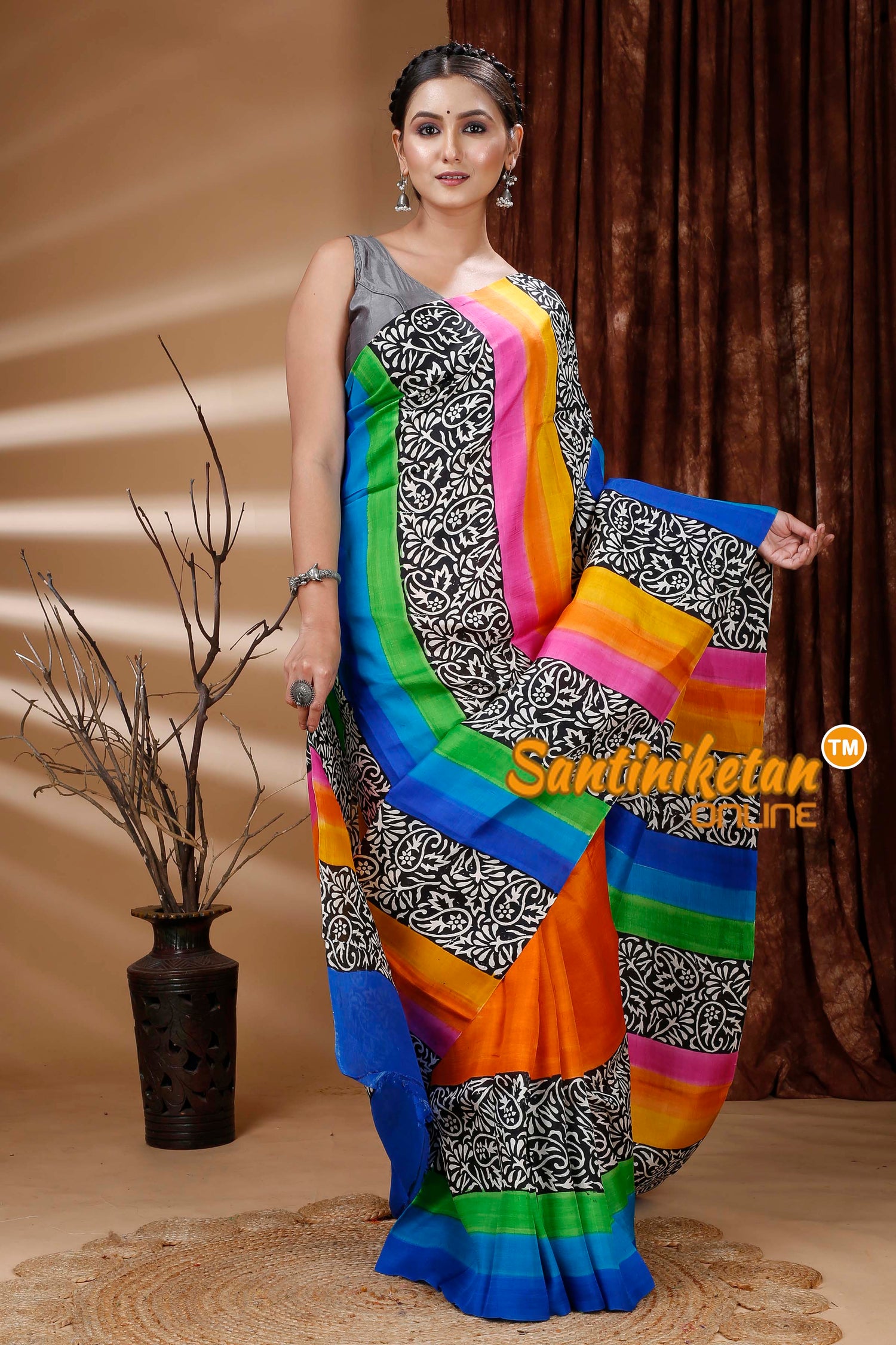 Hand Block On Murshidabad Silk SN202313365