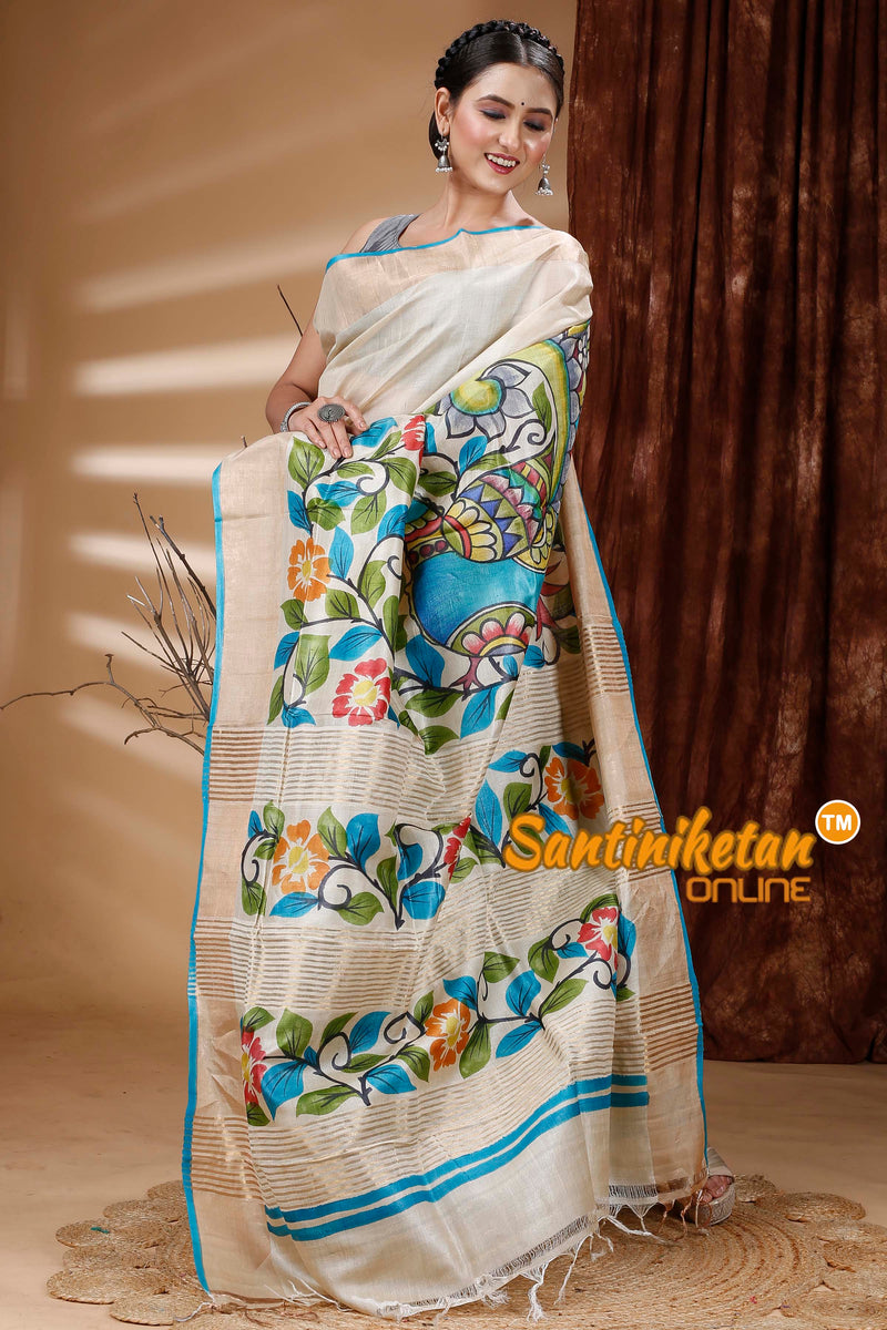 Pure Zari Tussar Hand Painted Saree SN202313520