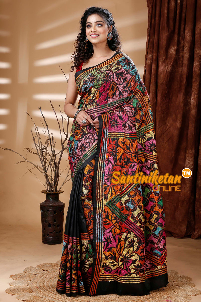Pure Bangalore Silk Kantha Stitch Saree SN202313730