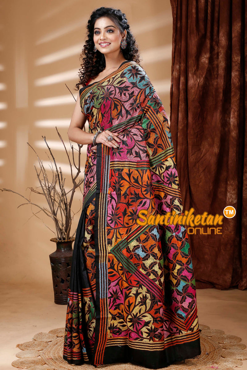 Pure Bangalore Silk Kantha Stitch Saree SN202313730