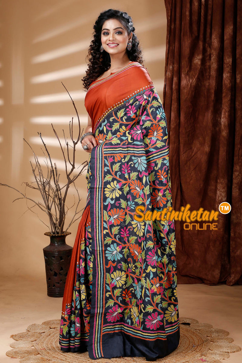Pure Bangalore Silk Kantha Stitch Saree SN202313740