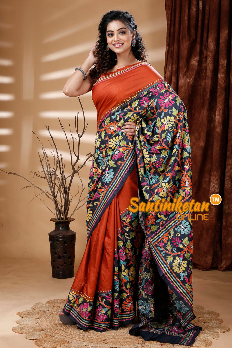 Pure Bangalore Silk Kantha Stitch Saree SN202313740