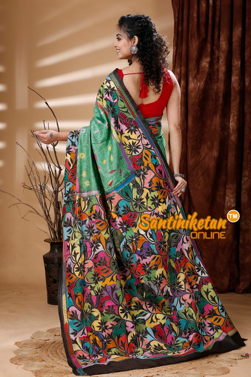 Pure Bangalore Silk Kantha Stitch Saree SN202313789