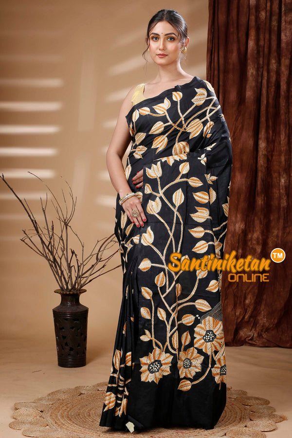 Pure Bangalore Silk Kantha Stitch Saree SN202313929