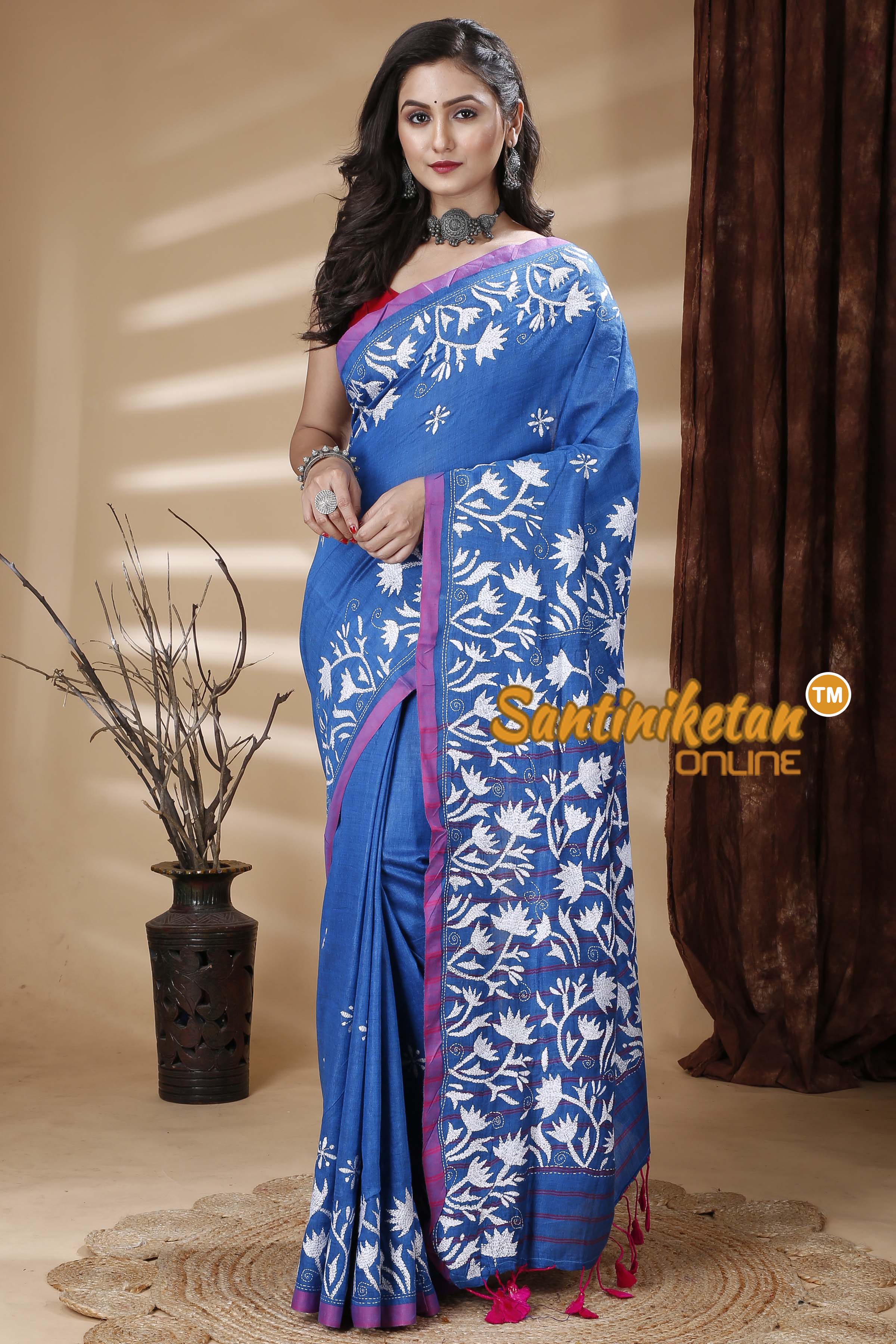 Pure Soft Cotton Kantha Stitch (Hand Embroidery) Saree SN202313964