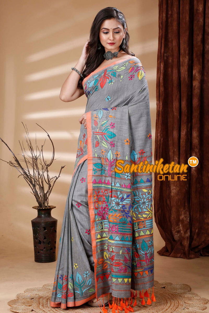 Pure Soft Cotton Kantha Stitch (Hand Embroidery) Saree SN202313975