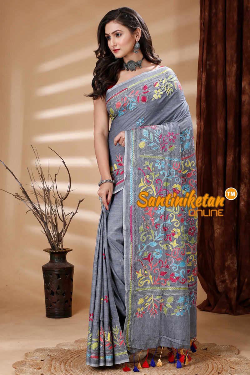 Pure Soft Cotton Kantha Stitch (Hand Embroidery) Saree SN202313990