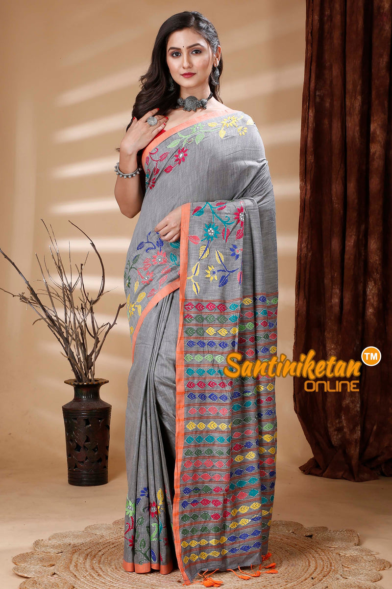 Pure Soft Cotton Kantha Stitch (Hand Embroidery) Saree SN202314020