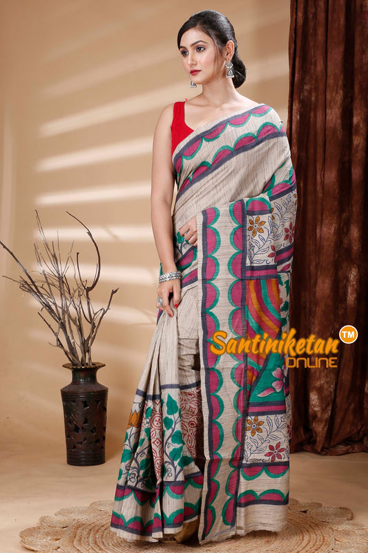 Hand Painted Pure Ketiya Tussar Silk Saree SN202314105