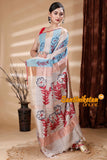 Hand Painted Zori Border Pure Ketiya Tussar Silk Saree SN202314115