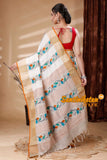 Hand Painted Zori Border Pure Ketiya Tussar Silk Saree SN202314120
