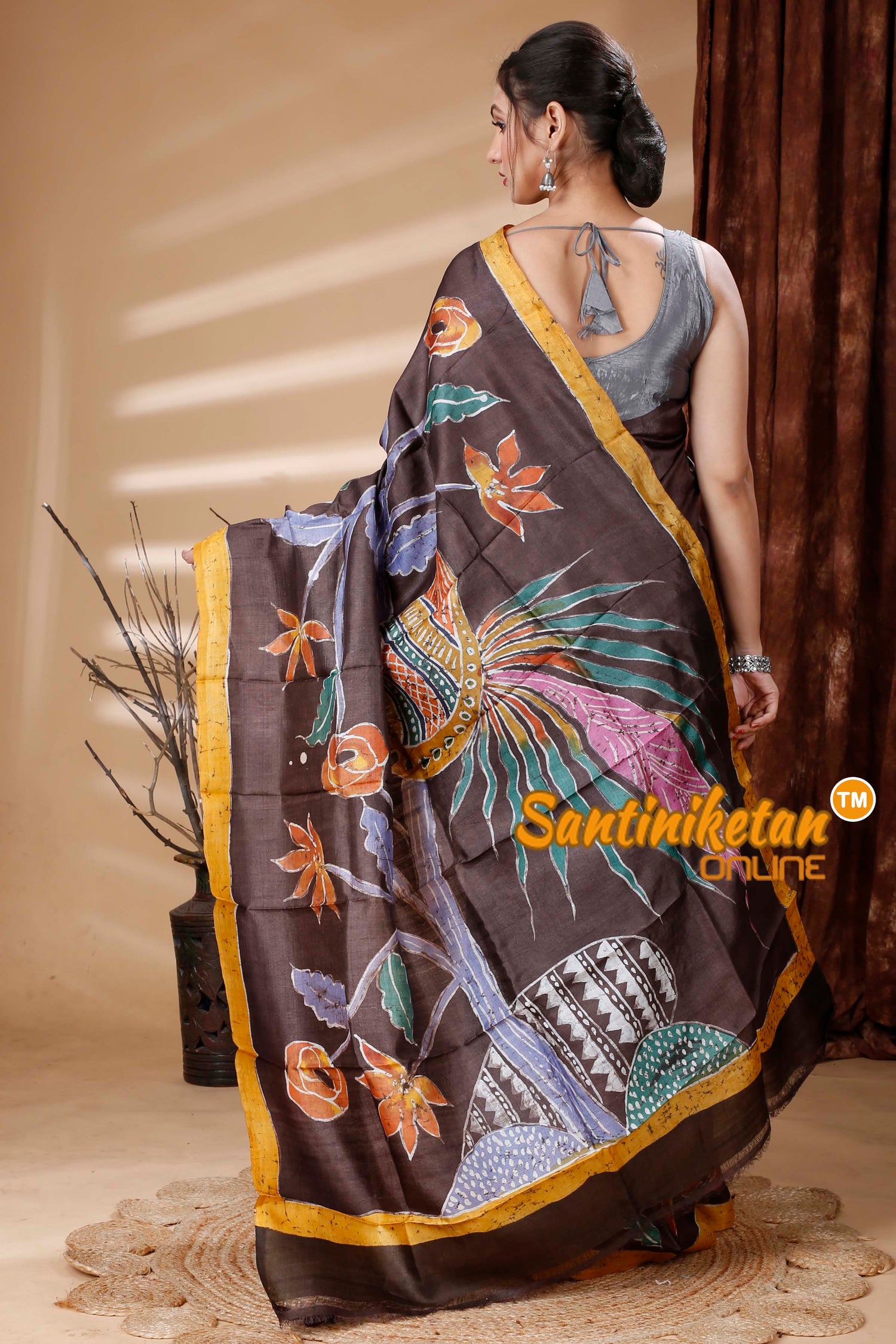 Hand Batik On Pure Tussar Silk Saree SN202314244
