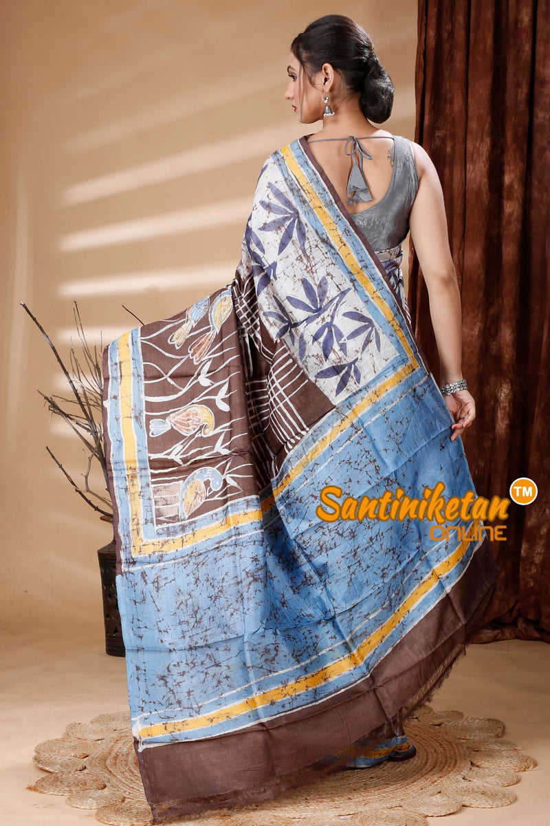 Hand Batik On Pure Tussar Silk Saree SN202314274