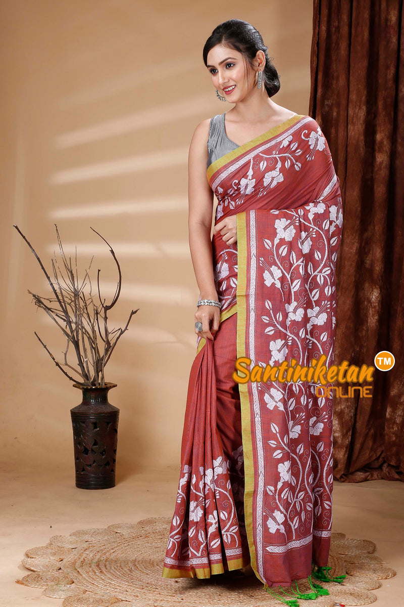 Pure Soft Cotton Kantha Stitch (Hand Embroidery) Saree SN202314378