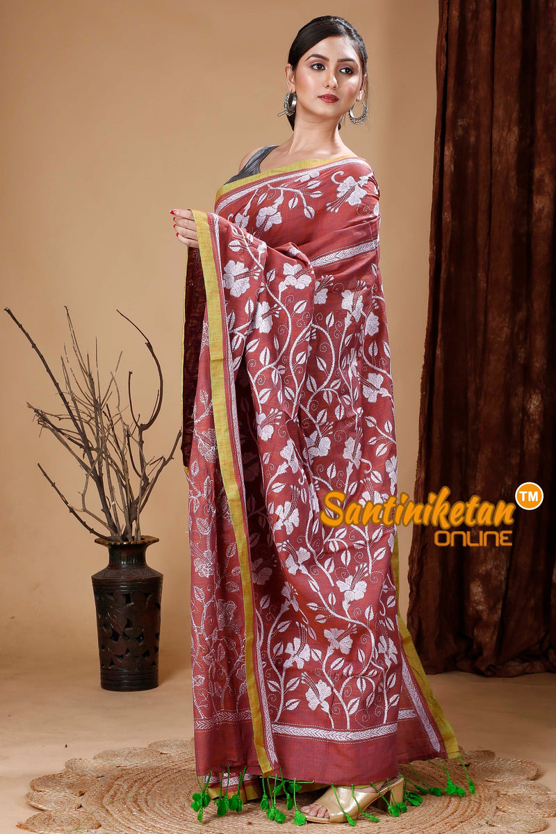 Pure Soft Cotton Kantha Stitch (Hand Embroidery) Saree SN202314378